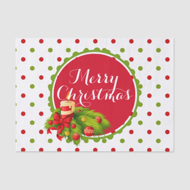 Polka Dot & Decorations Merry Christmas Tissue Paper (Front)