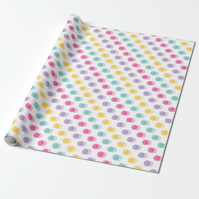 Polka Dot Design with Vibrant Colour Mix Wrapping Paper (Unrolled)