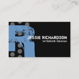 Polka Dot Distressed - Monogram R Business Card