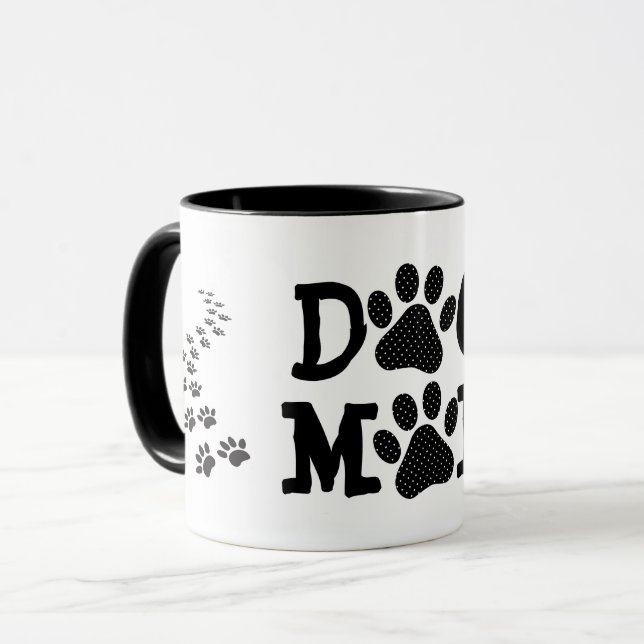 Polka Dot DOG MOM Pawprints Mug (Front Left)