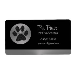 Polka Dot Dog Paw on Silver Pet Grooming Service  