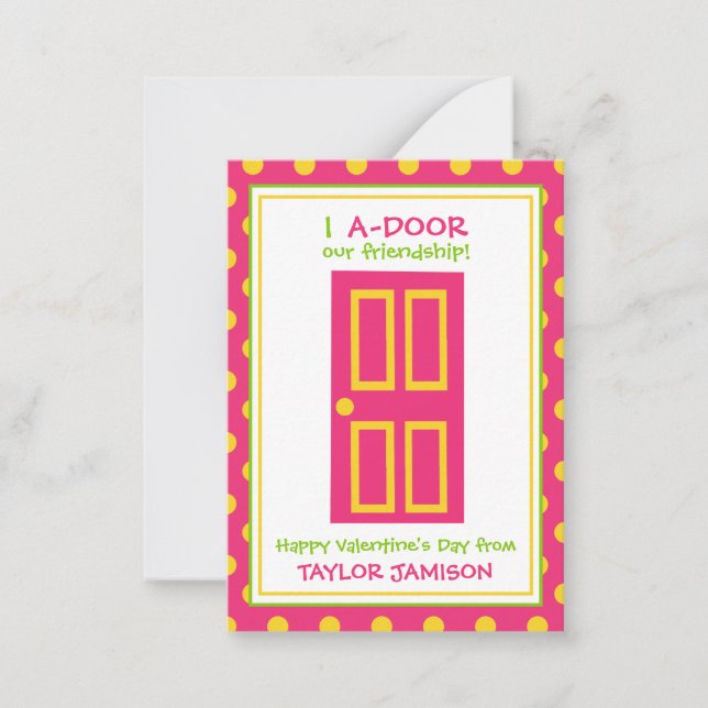 Polka Dot Door Personalised Valentine's Cards (Front)
