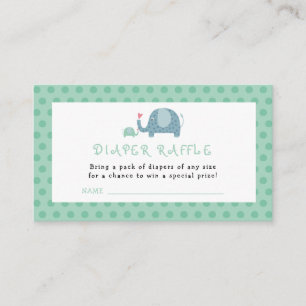 Polka Dot Elephant and Baby Diaper Raffle Ticket Enclosure Card
