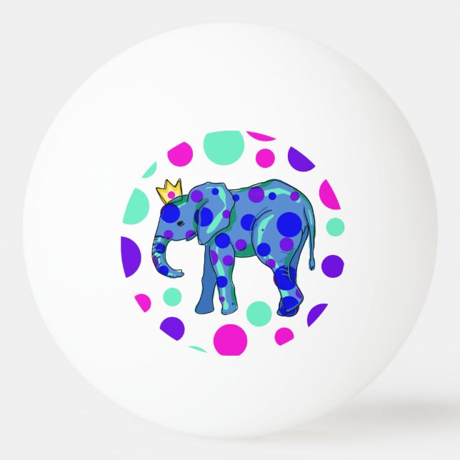 Polka Dot Elephant Ping Pong Ball (Front)