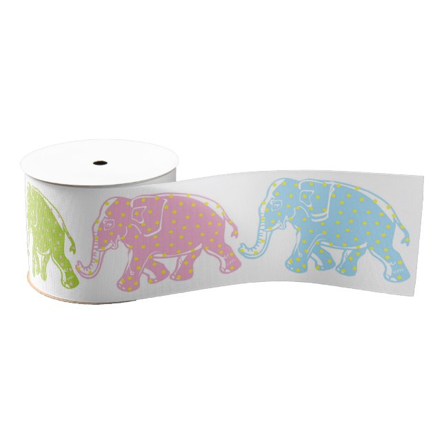 Polka Dot Elephant Ribbon Grosgrain Ribbon (Spool)