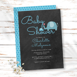 Polka Dot Elephants Baby Shower / Sprinkle Boho Invitation
