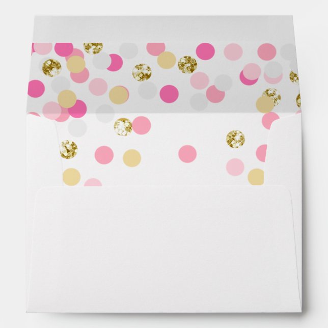 Polka dot Envelope Pink Gold Confetti Girl Shower (Back (Bottom))
