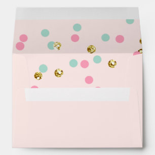 Polka dot Envelope Pink Gold Mint Confetti Girl