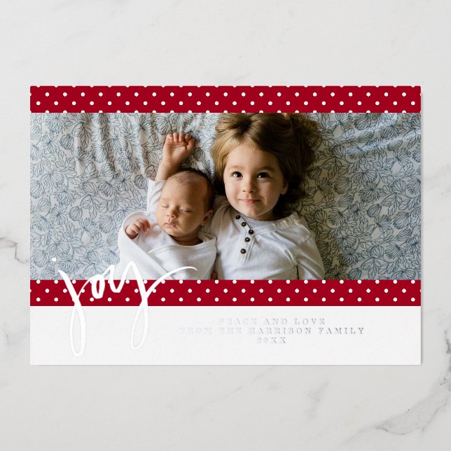 Polka Dot Farmhouse Red White Christmas Photo (Front)