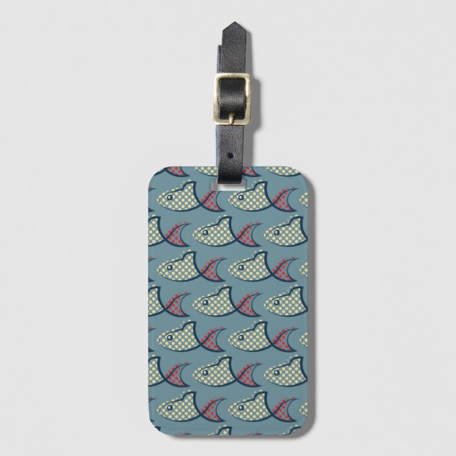Polka Dot Fish Pattern Luggage Tag (Front Vertical)