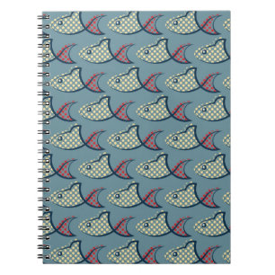Polka Dot Fish Pattern Spiral Notebook