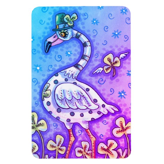 POLKA DOT FLAMINGO, COLORFUL ST. PATRICK'S DAY MAGNET (Vertical)
