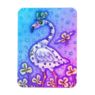 POLKA DOT FLAMINGO, COLORFUL ST. PATRICK'S DAY MAGNET