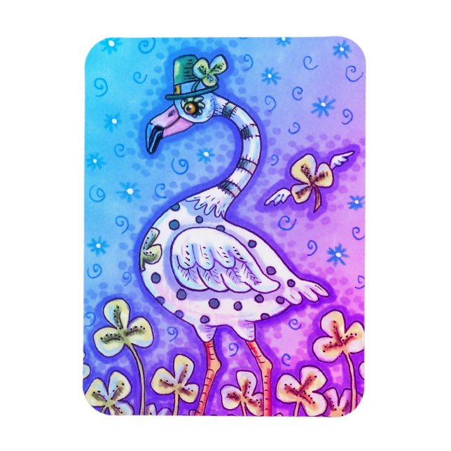 POLKA DOT FLAMINGO, COLORFUL ST. PATRICK'S DAY MAGNET (Vertical)