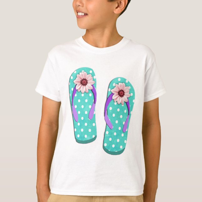 Polka Dot Flip Flops T-Shirt (Front)