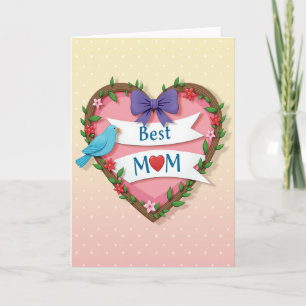 Polka Dot Floral Heart Card