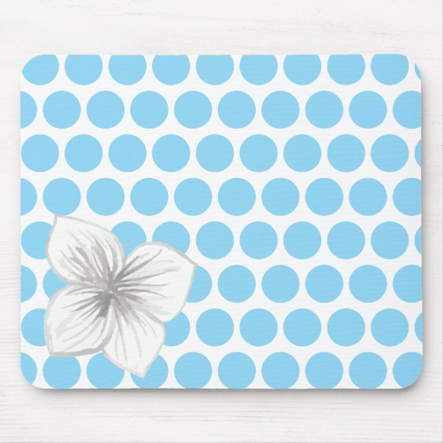 Polka Dot Floral Mousepad with Watercolor Flower (Front)