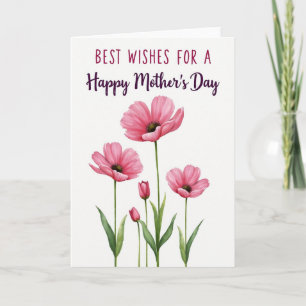 Polka Dot Floral Pink Blooms Card