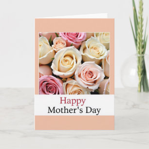 Polka Dot Floral Rose Mothers Day Card