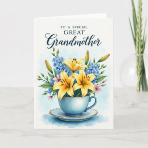 Polka Dot Floral Teacup Card
