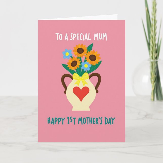 Polka Dot Flowers Mums Card (Front)