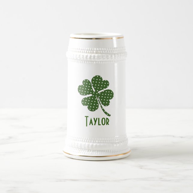 Polka dot Four Leaf Clover Customise Beer Stein (Center)