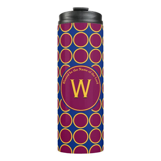 POLKA DOT Geometric Customised Monogram Maroon Thermal Tumbler (Front)