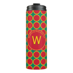 POLKA DOT Geometric Customised Monogram Red Thermal Tumbler