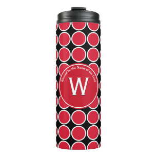 POLKA DOT Geometric Monogram Customised Red Thermal Tumbler