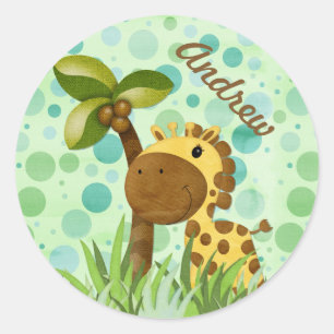 Polka Dot Giraffe Classic Round Sticker