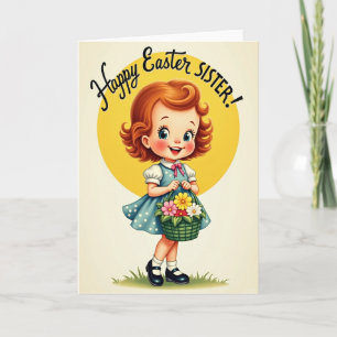 Polka Dot Girl Springtime Card