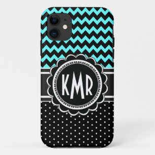 Polka Dot Glamor Retro Elegant Chevron Monogram iPhone 11 Case