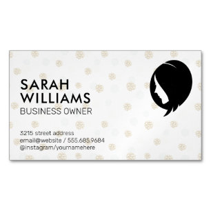 Polka Dot Glitter   Women Hair Magnetic Business Card