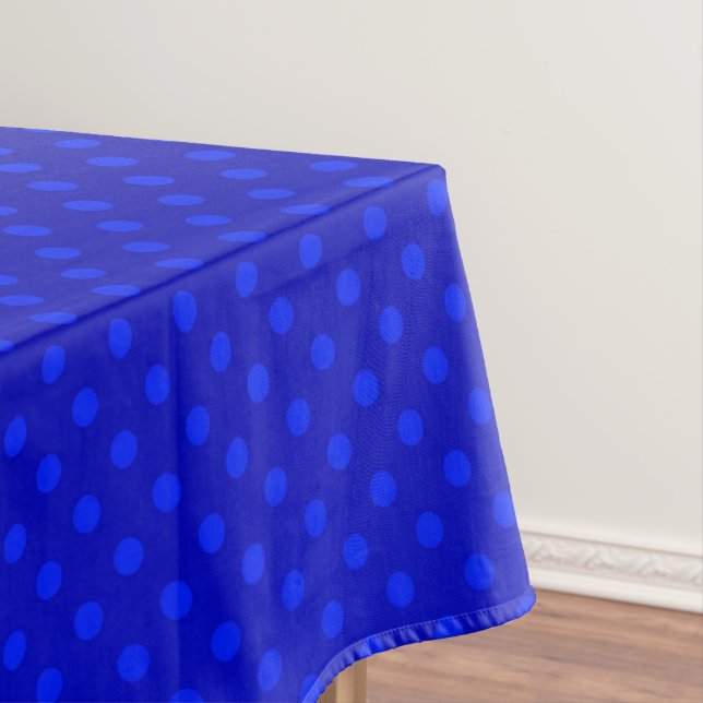 Polka dot gradient navy black colours dark print tablecloth (In Situ)