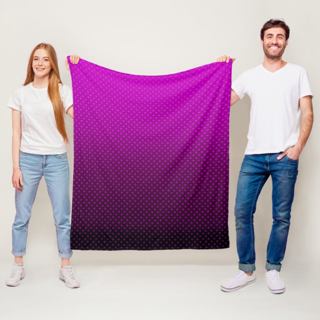 Polka dot gradient purple black colours dark print fleece blanket (In Situ)