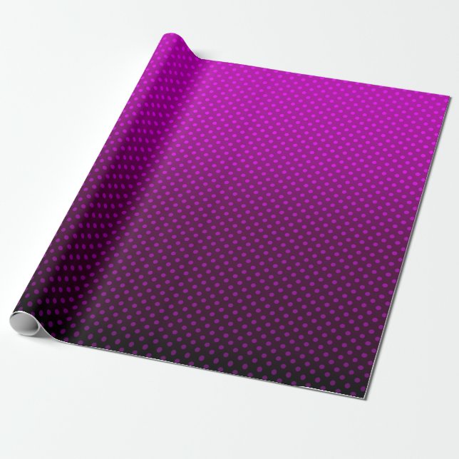 Polka dot gradient purple black colours dark print wrapping paper (Unrolled)