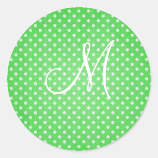 Polka Dot Green Classic Round Sticker