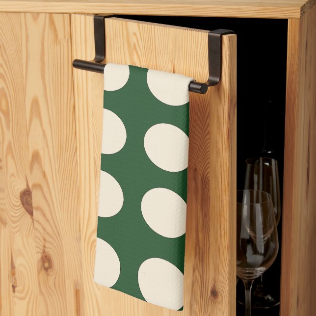 Polka Dot Green Ivory Colour Polka Dot Tea Towel (Thirds Fold)