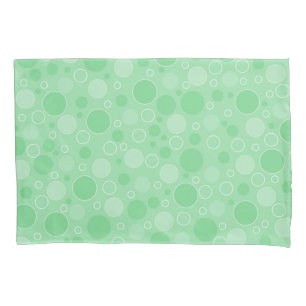 Polka dot green tones retro sixties pillowcase