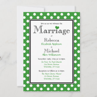 Polka Dot Green Wedding Invitations