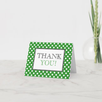 Polka Dot Green & White Thank You Card