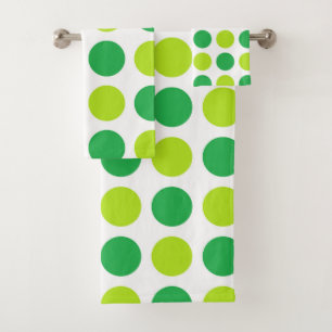 Polka Dot Greens Bath Towel Set