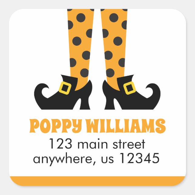 Polka Dot Halloween Witch Return Address Labels (Front)