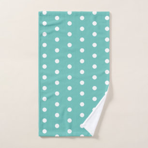 Polka Dot Hand Towel (Aqua & White)