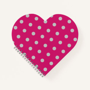 Polka Dot Heart Notebook (Hot Pink & Grey)