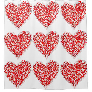 Polka Dot Heart Pattern Shower Curtain