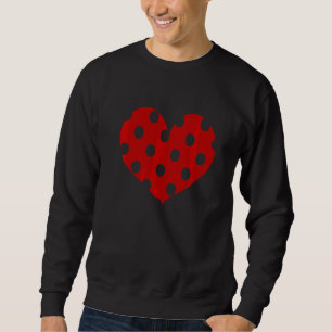 Polka Dot Heart Plain Colour Cherry Red Sweatshirt