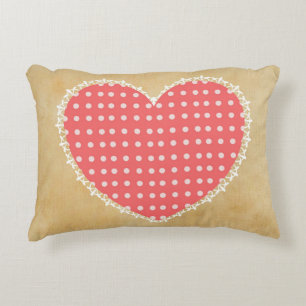 Polka Dot Heart Polyester Accent Pillow 16" x 12"
