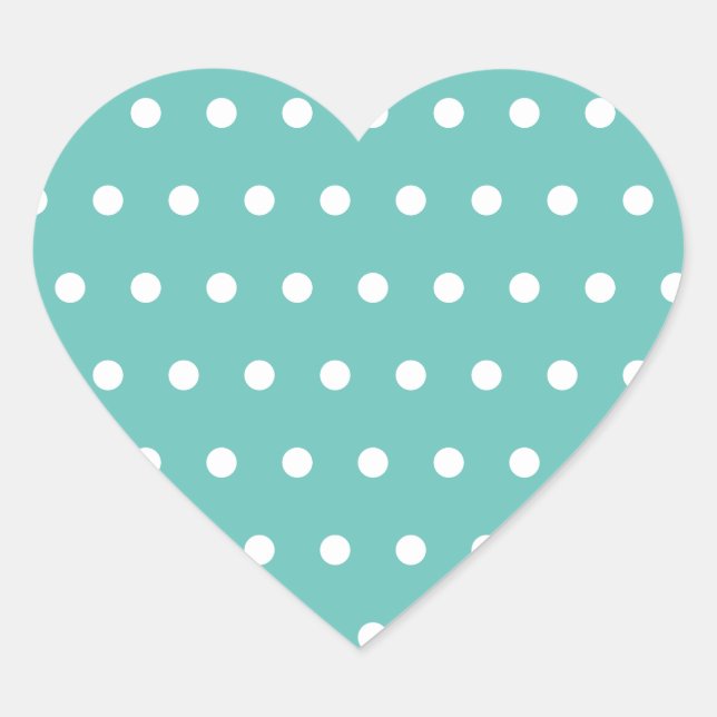 Polka Dot Heart Shaped Stickers (Aqua & White) (Front)