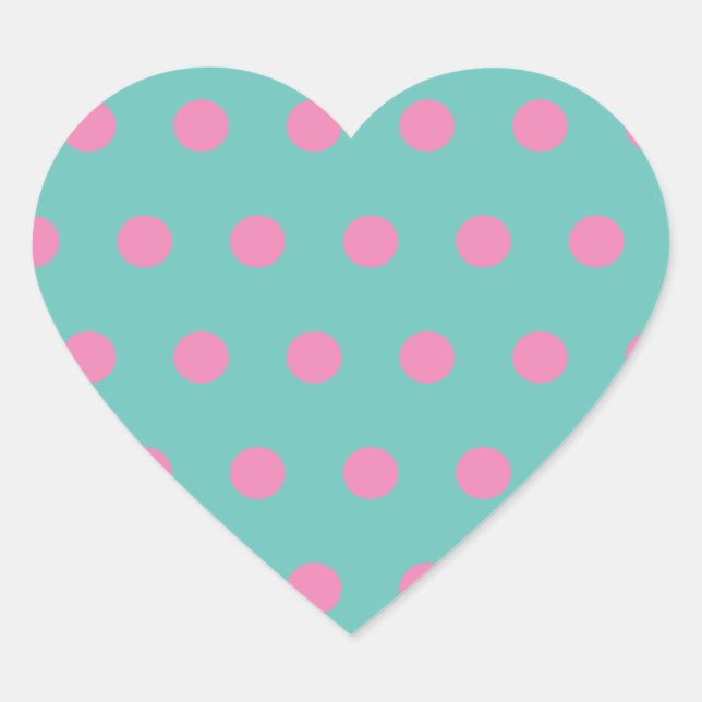 Polka Dot Heart Stickers (Aqua & Pink) (Front)